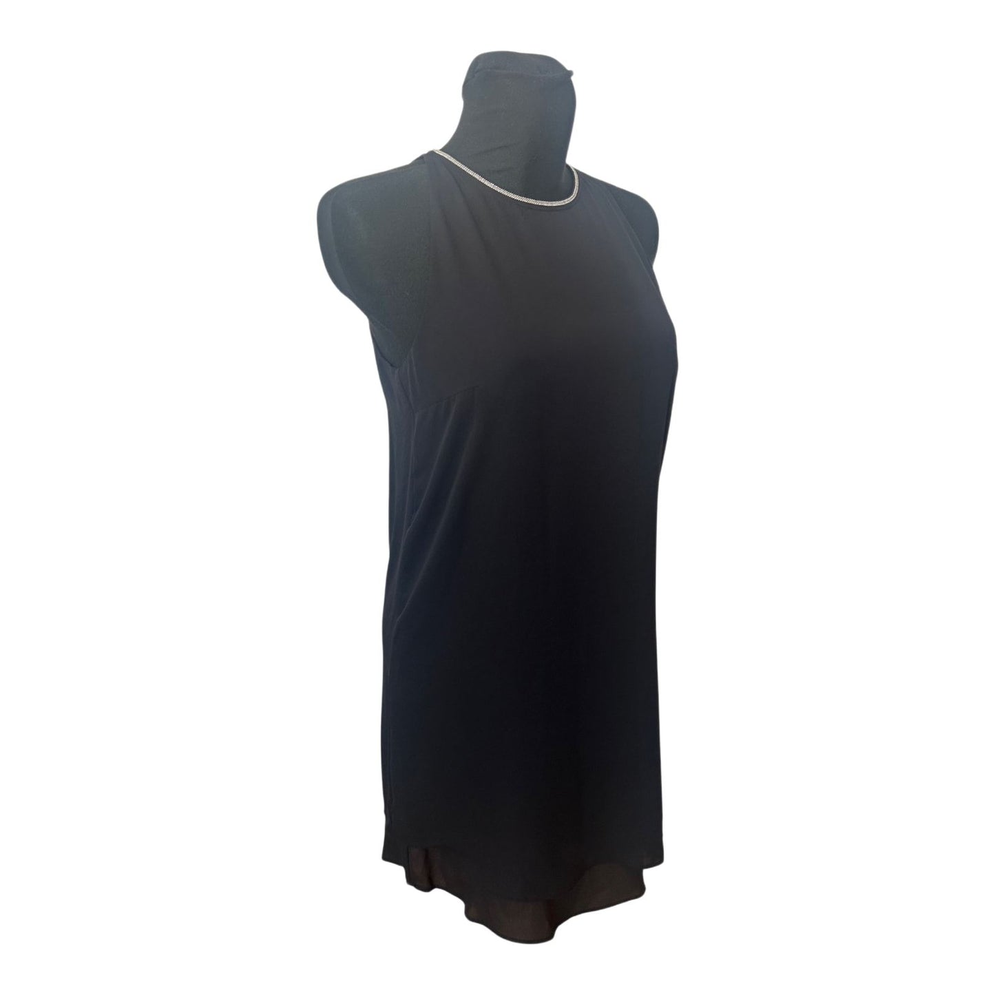 H&M Kleid Damen Gr 38 Schwarz Chiffon Cocktailkleid Festlich Elegant Kurz