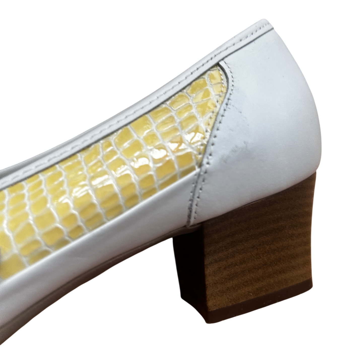 Meisl Comfort Halbschuhe Damen Leder Vintage Made in Germany Gr 38 Gelb Weiß