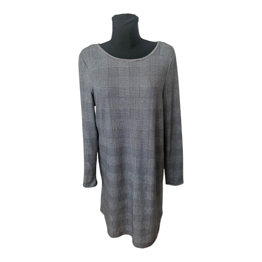 Janina Kleid Damen Gr 44 Grau Kariert Langarm Business Stretch Bequem