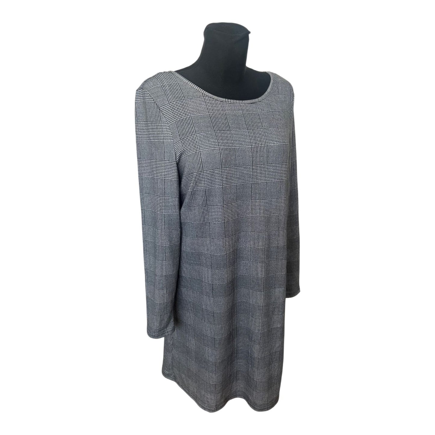 Janina Kleid Damen Gr 44 Grau Kariert Langarm Business Stretch Bequem
