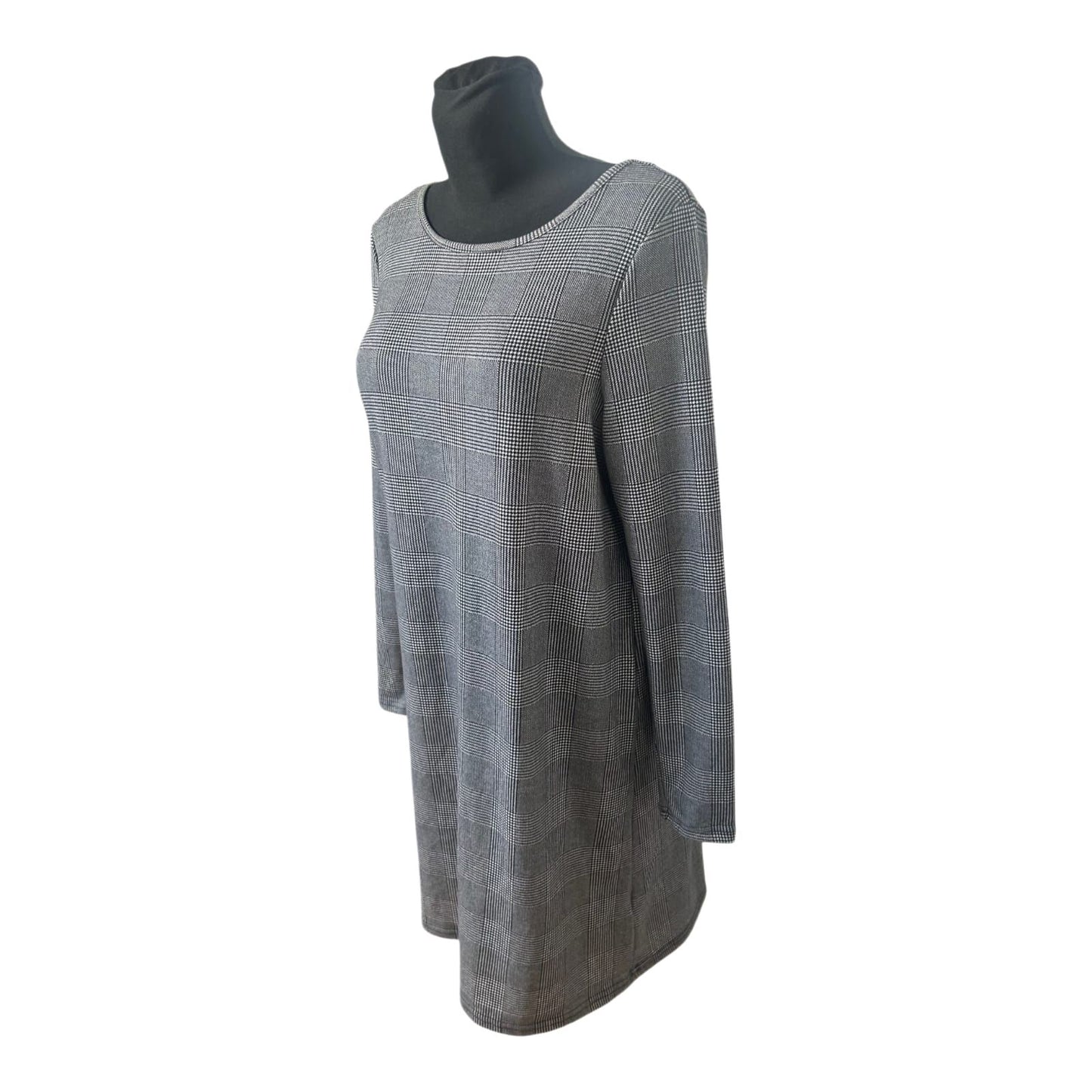 Janina Kleid Damen Gr 44 Grau Kariert Langarm Business Stretch Bequem