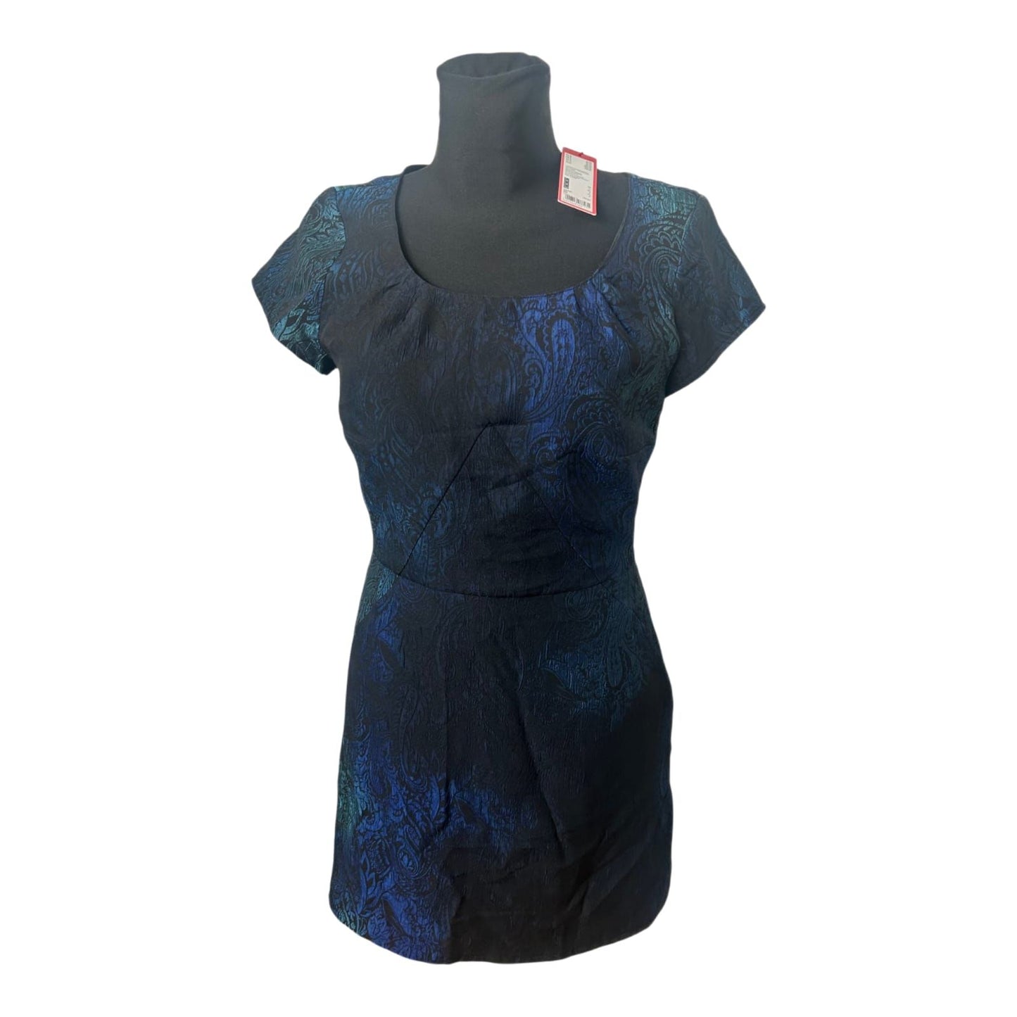 Esprit Kleid Damen Gr 38 Blau Schwarz Elegant Festlich Glanz Muster Neu