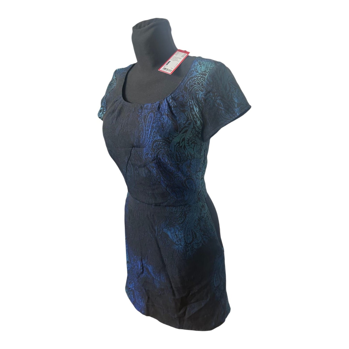 Esprit Kleid Damen Gr 38 Blau Schwarz Elegant Festlich Glanz Muster Neu
