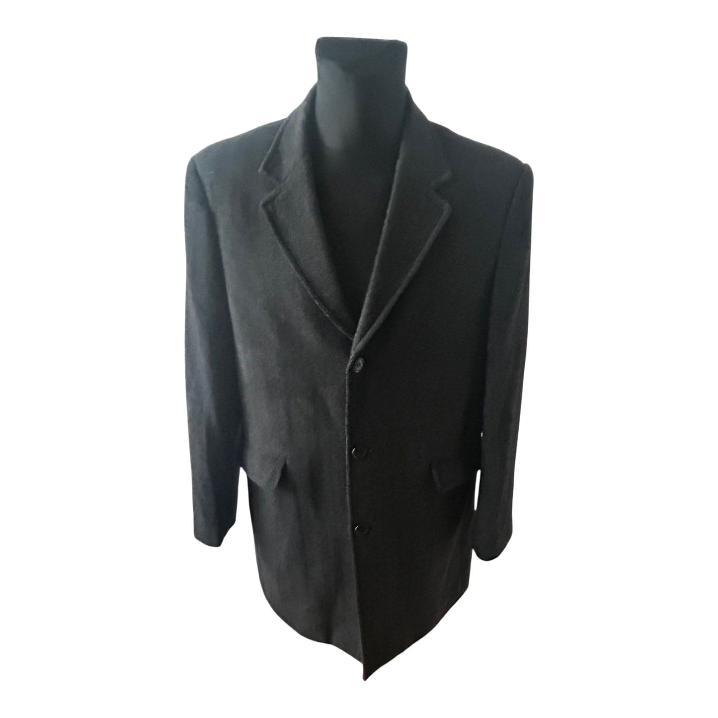 Herren Mantel Dunkelgrau Gr 50 Wollmix Fischgraet Klassisch Elegant Winter
