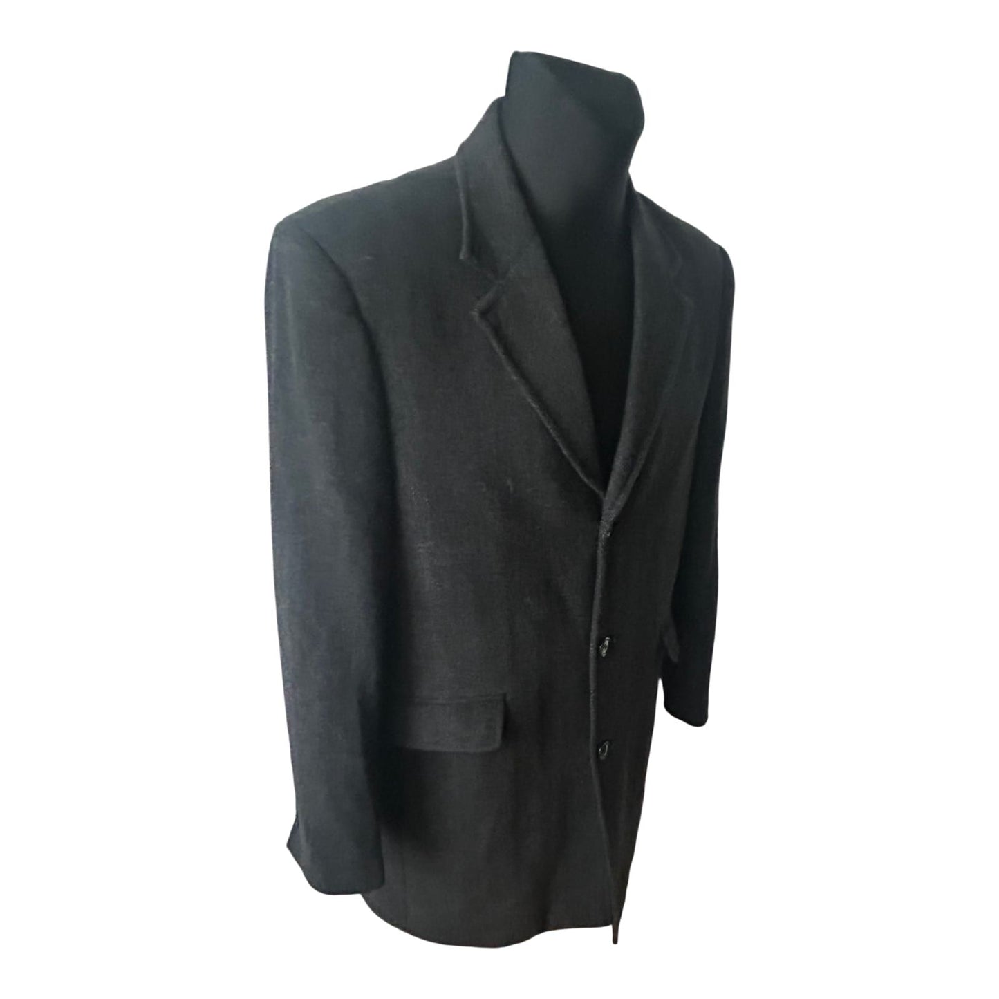 Herren Mantel Dunkelgrau Gr 50 Wollmix Fischgraet Klassisch Elegant Winter