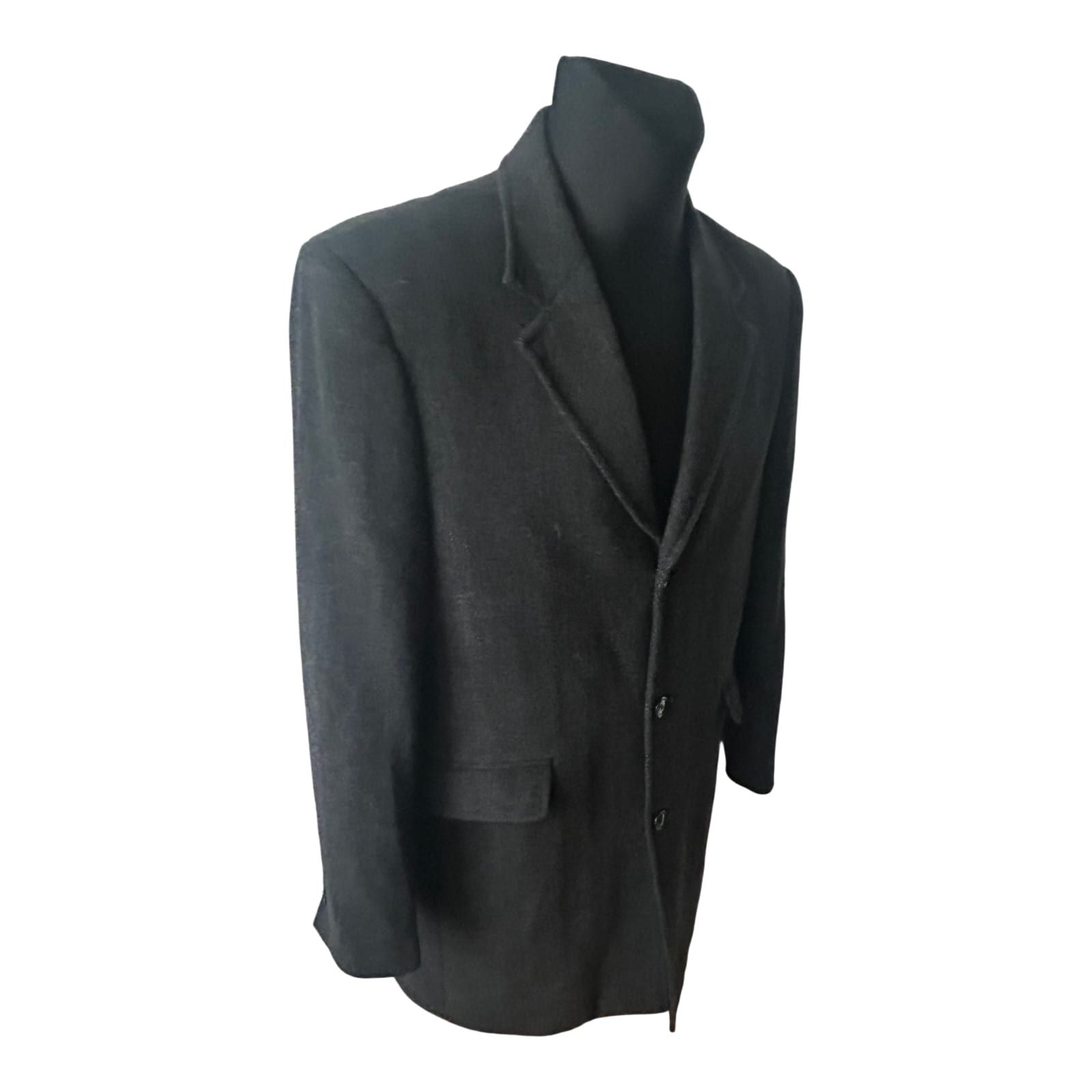 Herren Mantel Dunkelgrau Gr 50 Wollmix Fischgraet Klassisch Elegant Winter