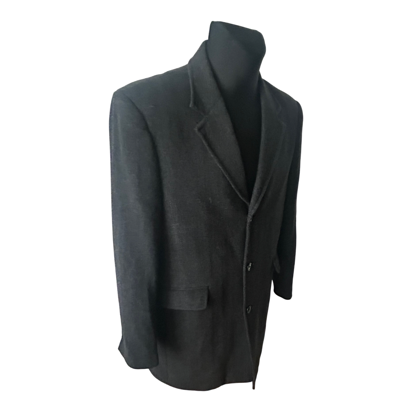 Herren Mantel Dunkelgrau Gr 50 Wollmix Fischgraet Klassisch Elegant Winter