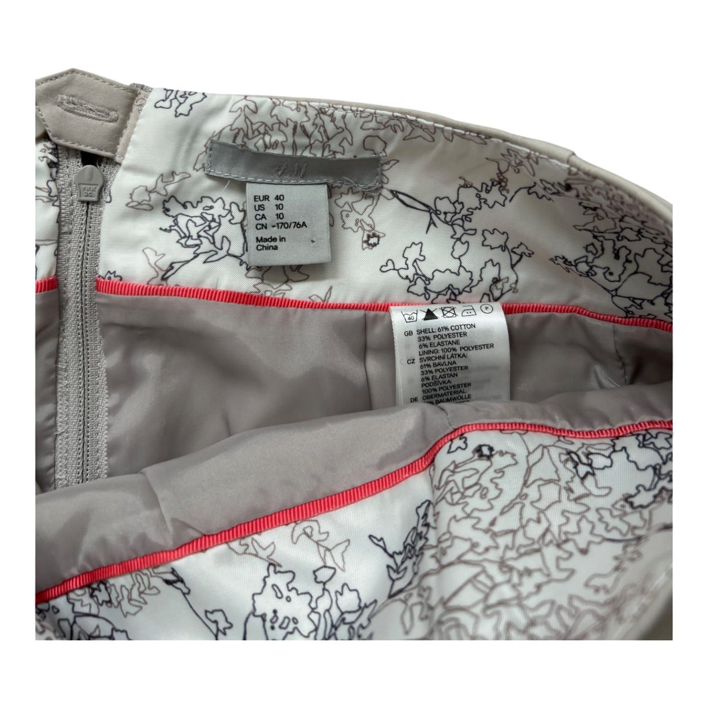 H&M Bleistiftrock Damen Gr. 40 Beige – Gefüttert – Eleganter Business-Look