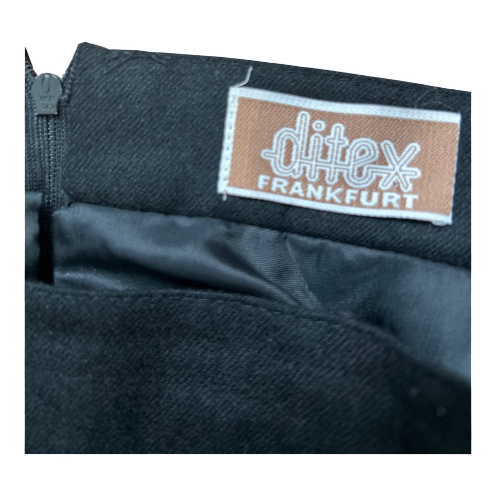 Vintage Ditex Rock Damen XS Schwarz Reine Schurwolle Midilänge A-Linie Retro