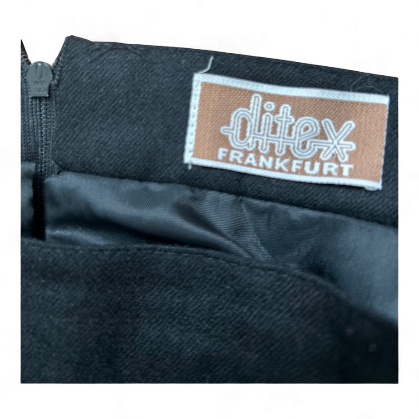 Vintage Ditex Rock Damen XS Schwarz Reine Schurwolle Midilänge A-Linie Retro