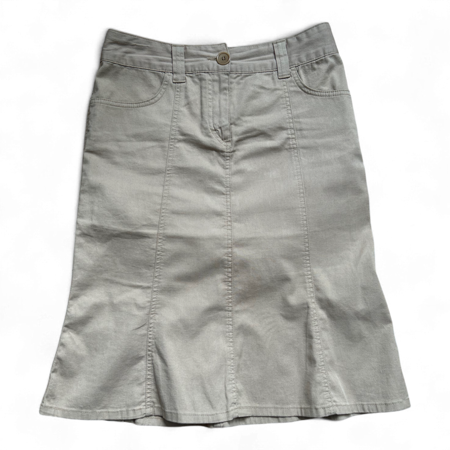 H&M Rock Damen 36 Beige Baumwolle Stretch mit Taschen Kurz Sommerrock