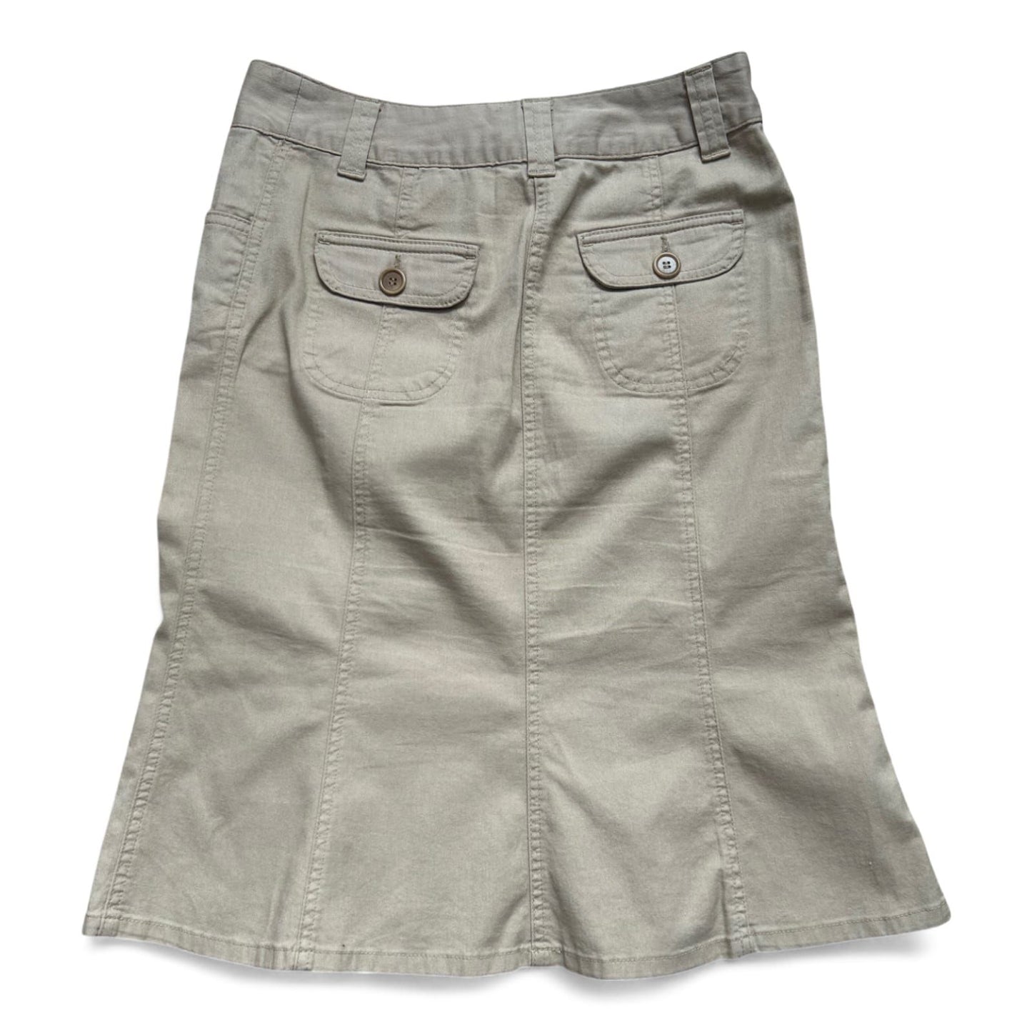 H&M Rock Damen 36 Beige Baumwolle Stretch mit Taschen Kurz Sommerrock