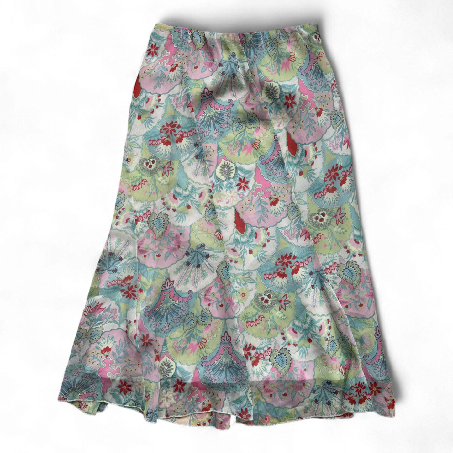 Steilmann Damenrock Gr 36 Mehrfarbig Geblümt Gummibund Gefüttert Knielang