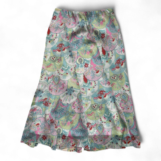 Steilmann Damenrock Gr 36 Mehrfarbig Geblümt Gummibund Gefüttert Knielang
