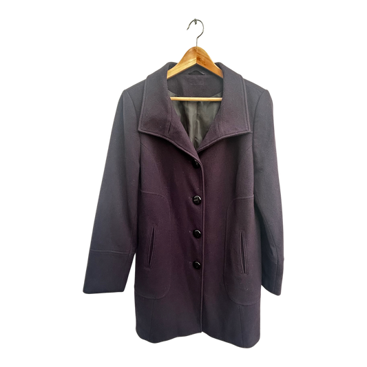 Damen Mantel Gr 42 Dunkelviolett Elegant Wollmantel Aubergine Herbst Winter