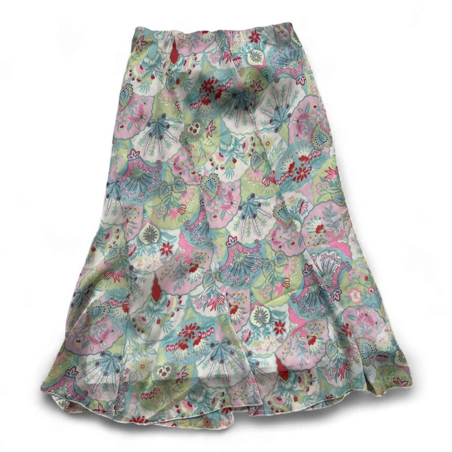 Steilmann Damenrock Gr 36 Mehrfarbig Geblümt Gummibund Gefüttert Knielang