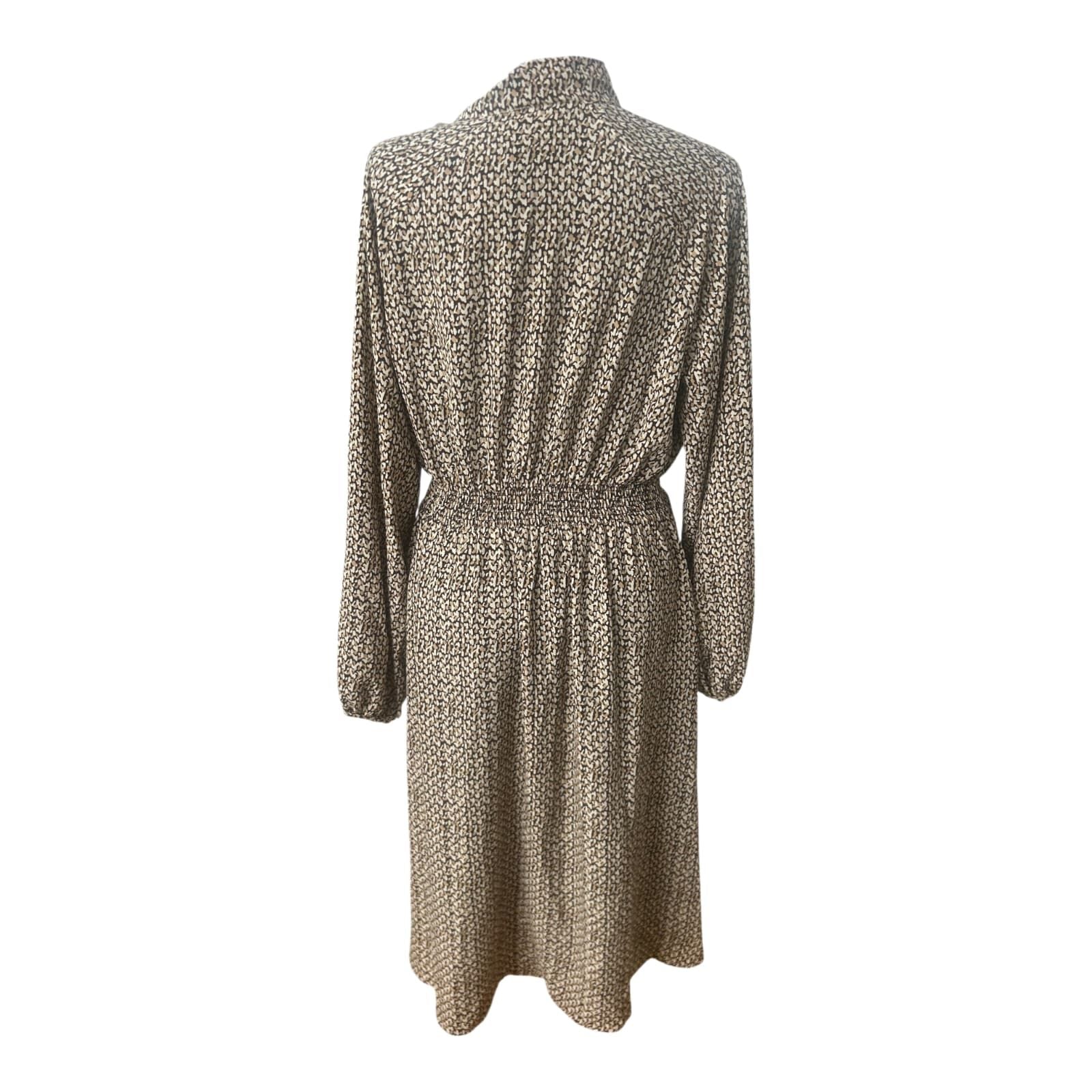 Vila Kleid Gr 40 Damen Neu mit Etikett Midi Animal Print Schalkragen Elegant