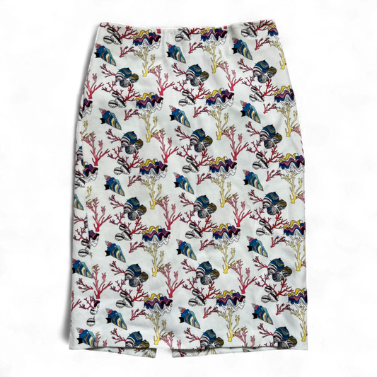 & Other Stories Rock Weiß Bunt Gr 40 – Baumwolle – Maritimes Meeresmotiv Sommer