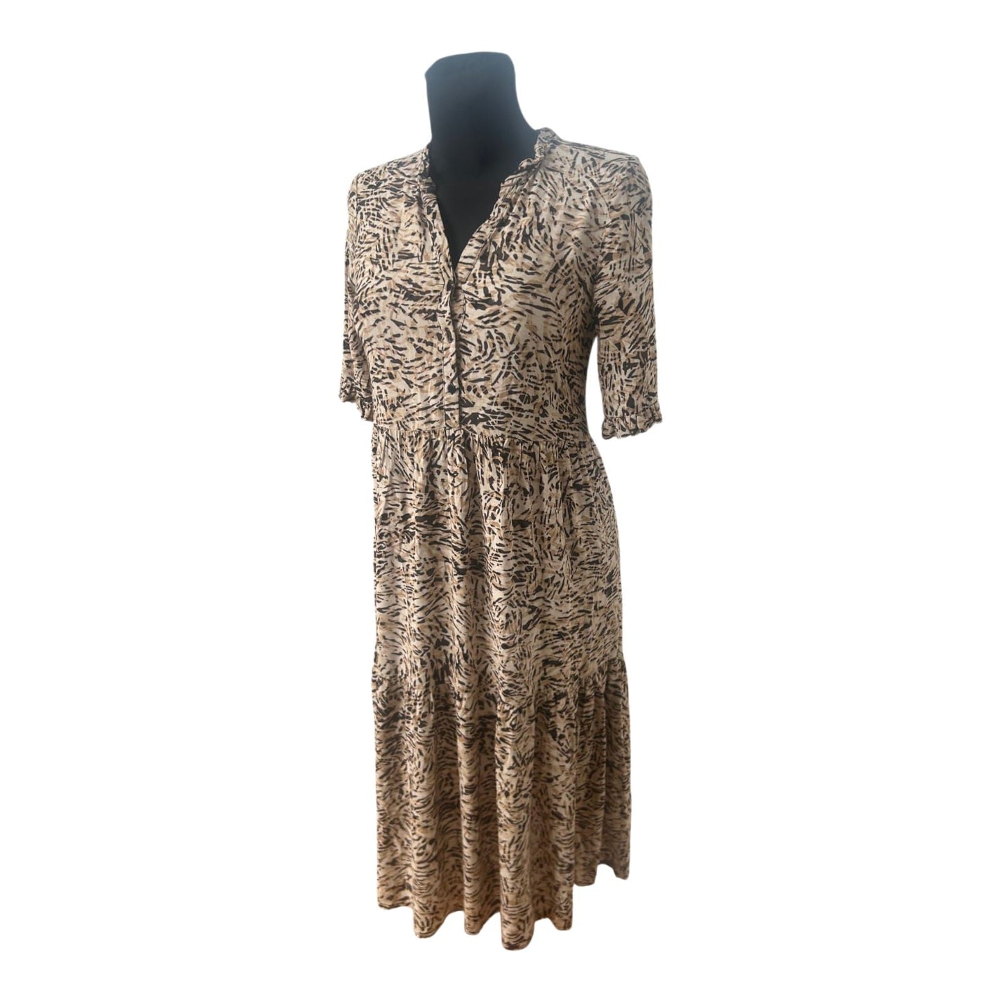 Vero Moda Kleid Damen Sommerkleid Midi Muster Viskose Knopfleiste Gr S