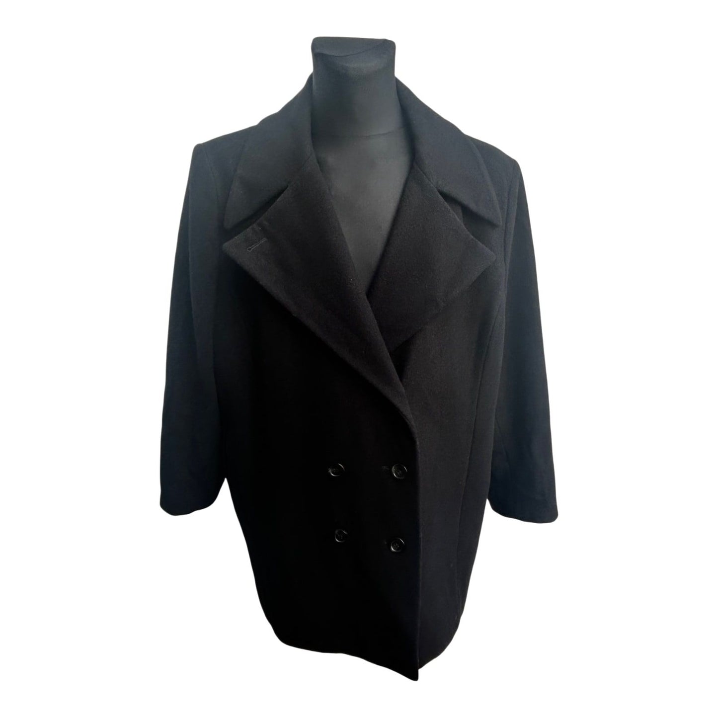 Mantel Herren Wollmantel Gr 52 Schwarz Doppelreiher Warm Klassisch Elegant Winter
