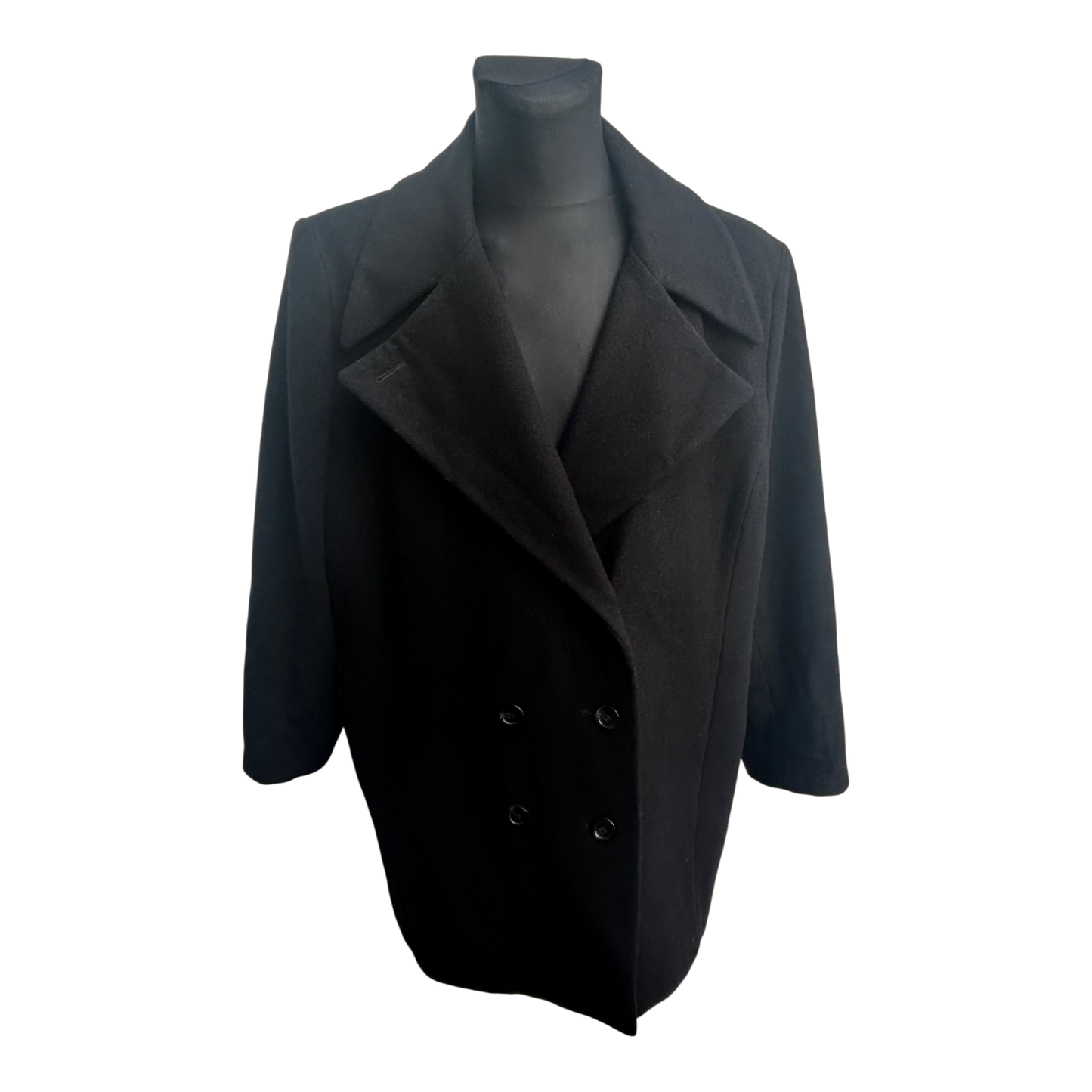 Mantel Herren Wollmantel Gr 52 Schwarz Doppelreiher Warm Klassisch Elegant Winter