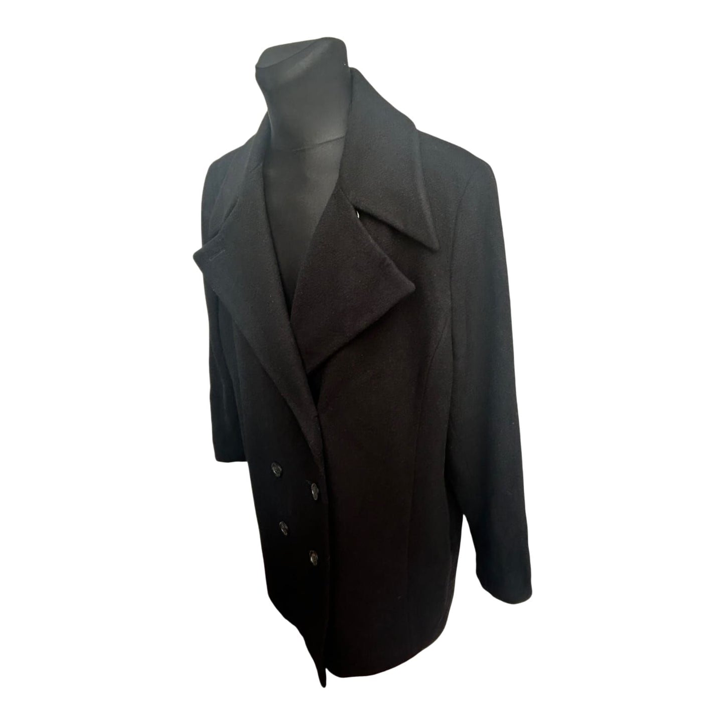 Mantel Herren Wollmantel Gr 52 Schwarz Doppelreiher Warm Klassisch Elegant Winter