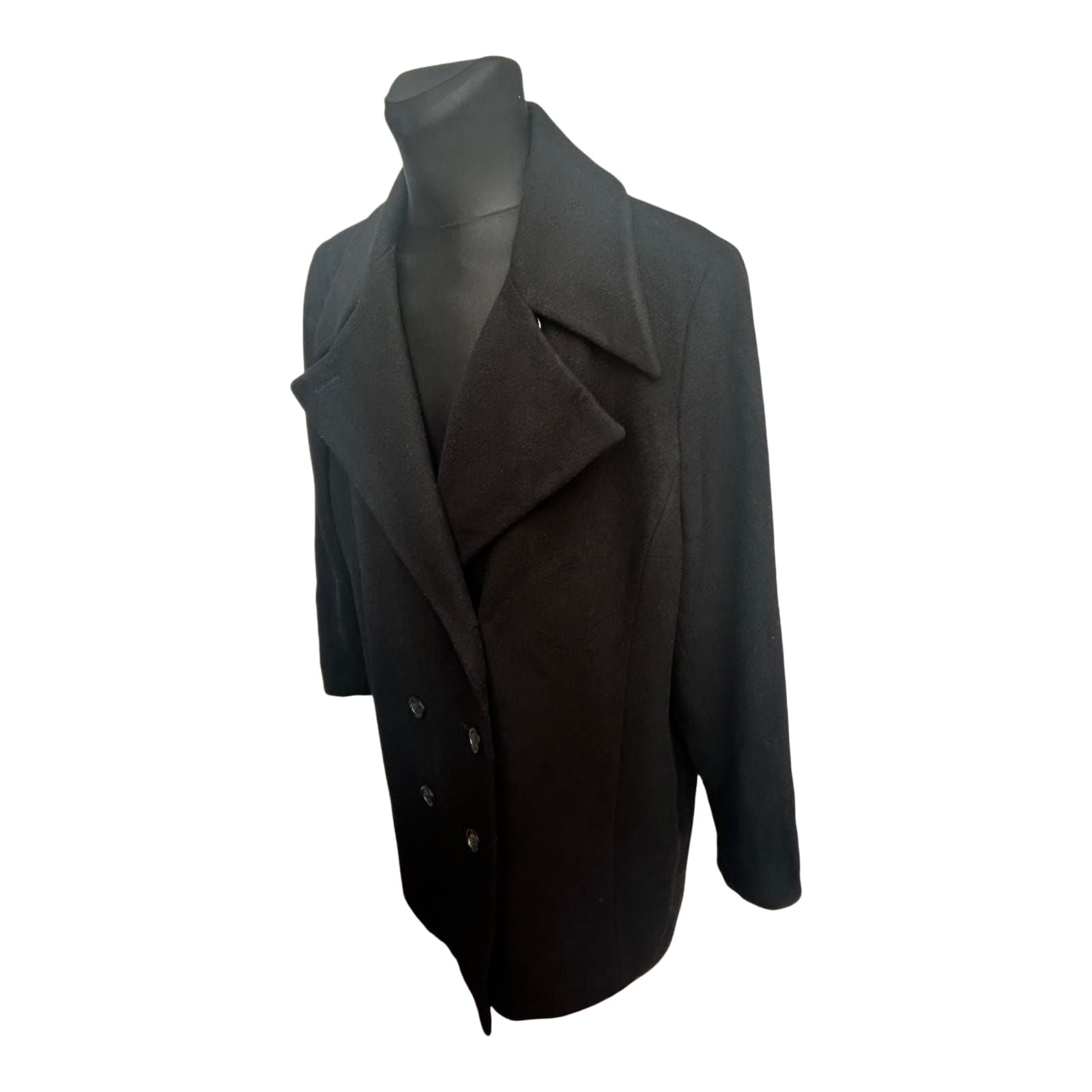 Mantel Herren Wollmantel Gr 52 Schwarz Doppelreiher Warm Klassisch Elegant Winter