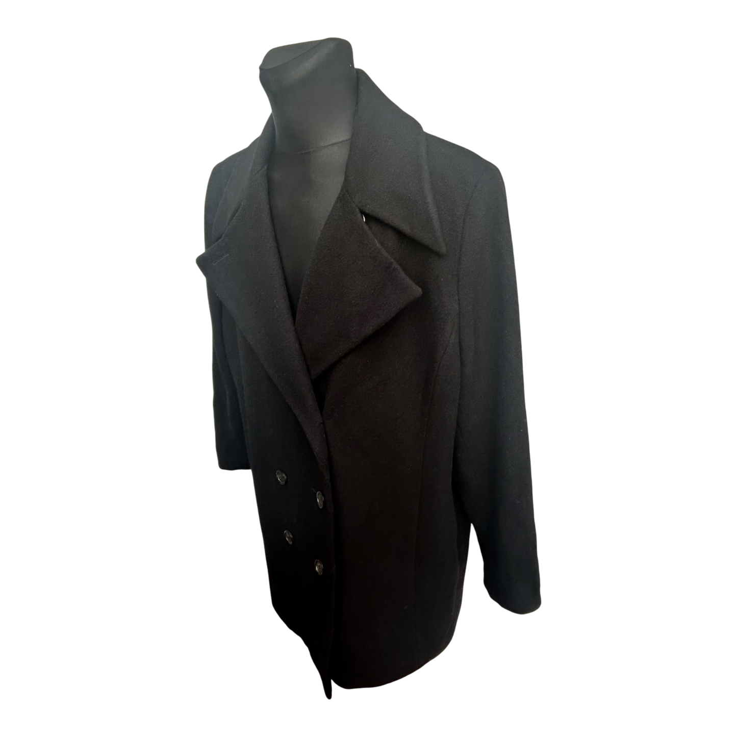 Mantel Herren Wollmantel Gr 52 Schwarz Doppelreiher Warm Klassisch Elegant Winter