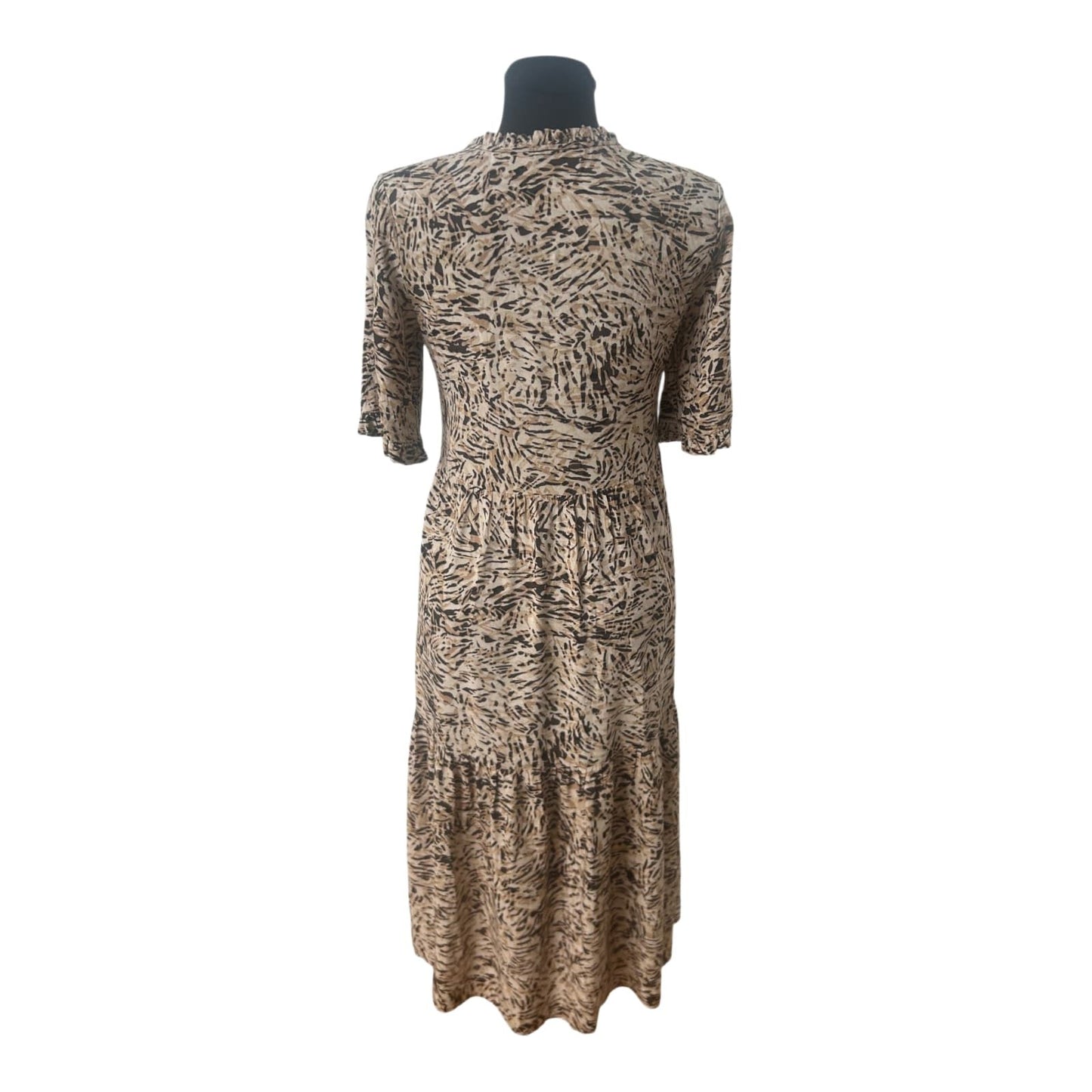 Vero Moda Kleid Damen Sommerkleid Midi Muster Viskose Knopfleiste Gr S