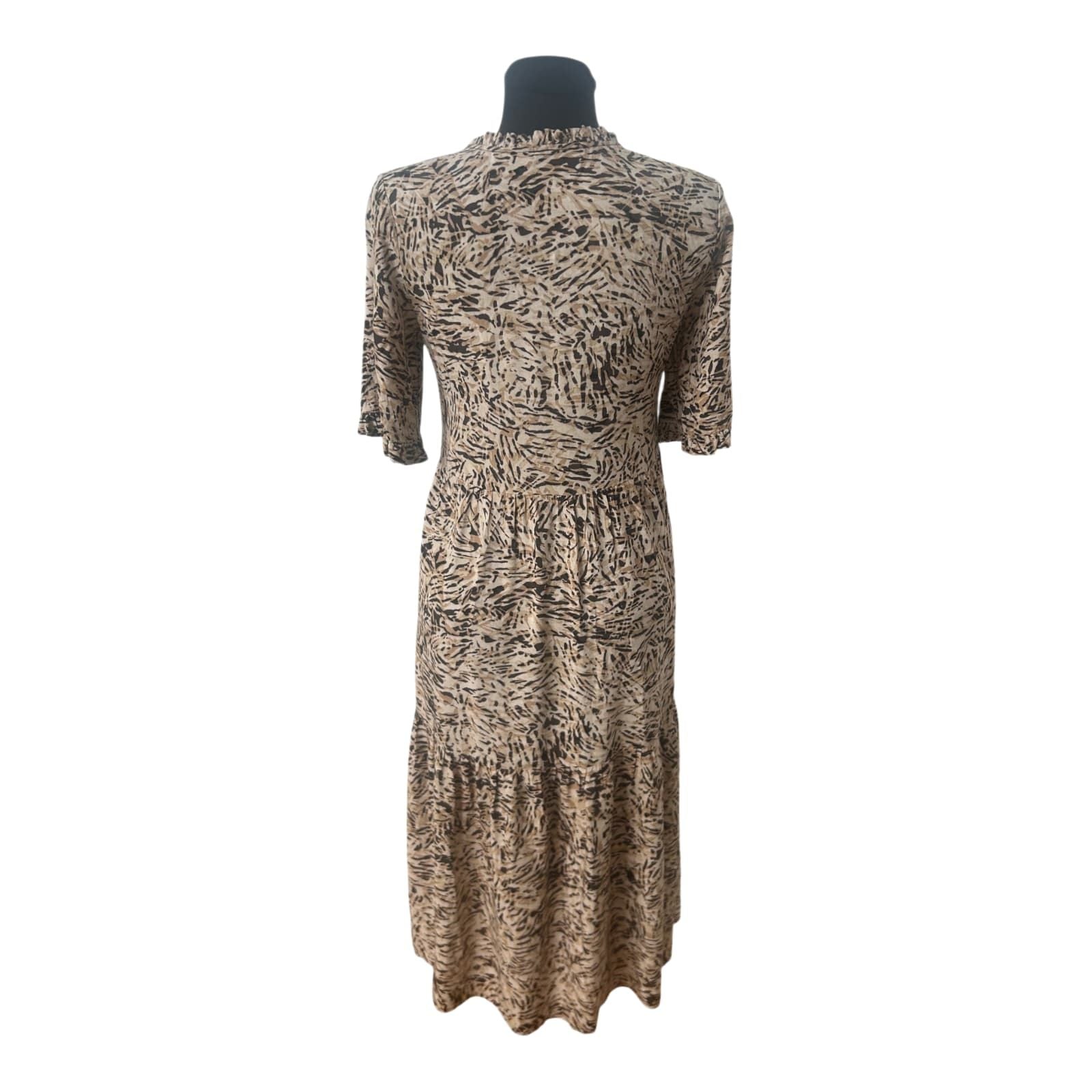 Vero Moda Kleid Damen Sommerkleid Midi Muster Viskose Knopfleiste Gr S