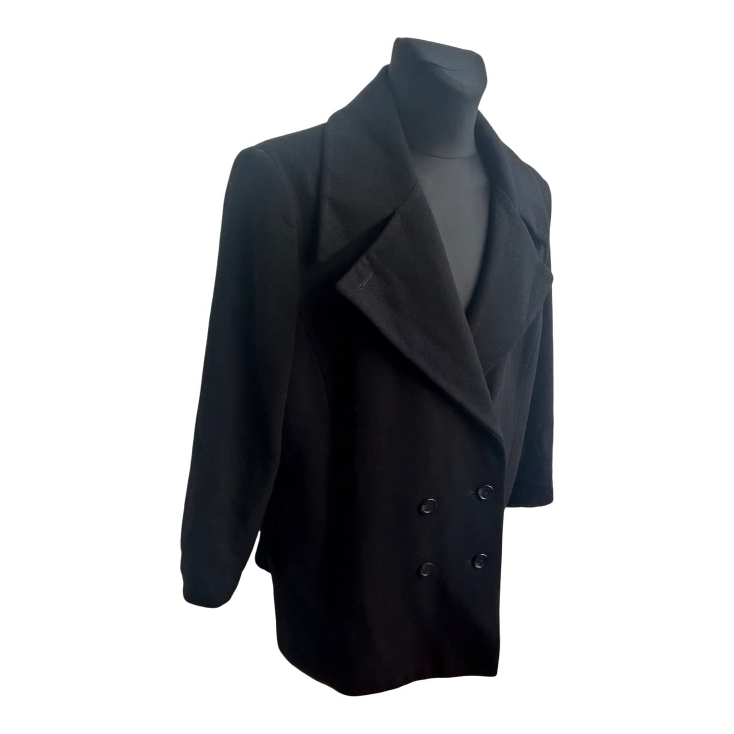 Mantel Herren Wollmantel Gr 52 Schwarz Doppelreiher Warm Klassisch Elegant Winter