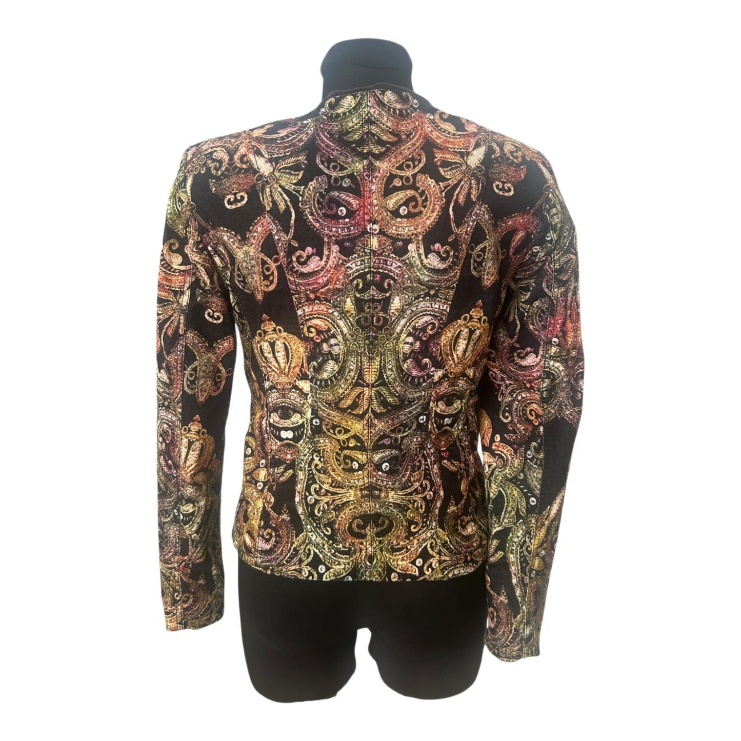 Apanage Blazer Damen Gr 38 Schwarz Gold Paisley Kurzblazer Elegant Stretch