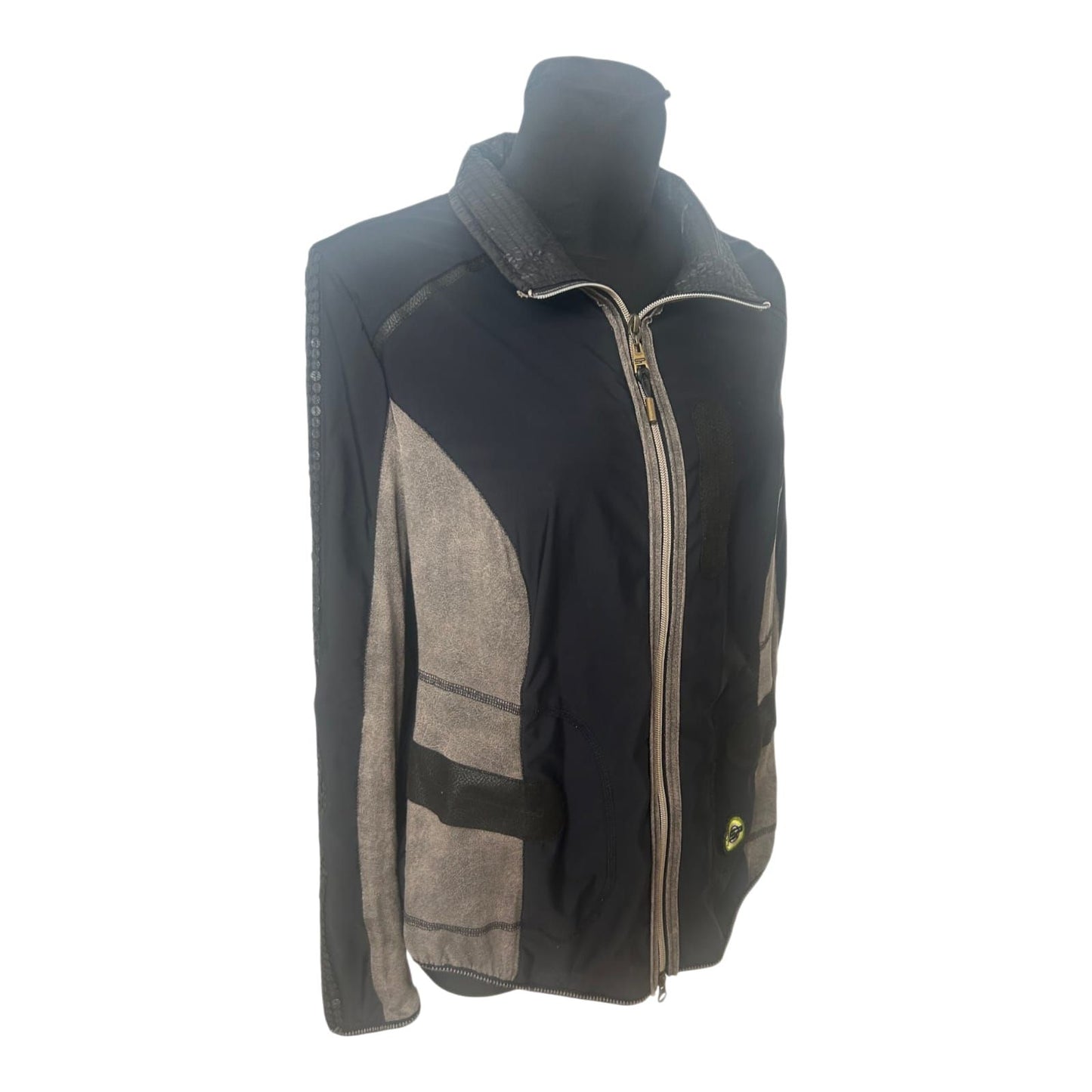 Sportalm Jacke Damen Gr 44 Schwarz Grau Sportblouson Stretch Reissverschluss