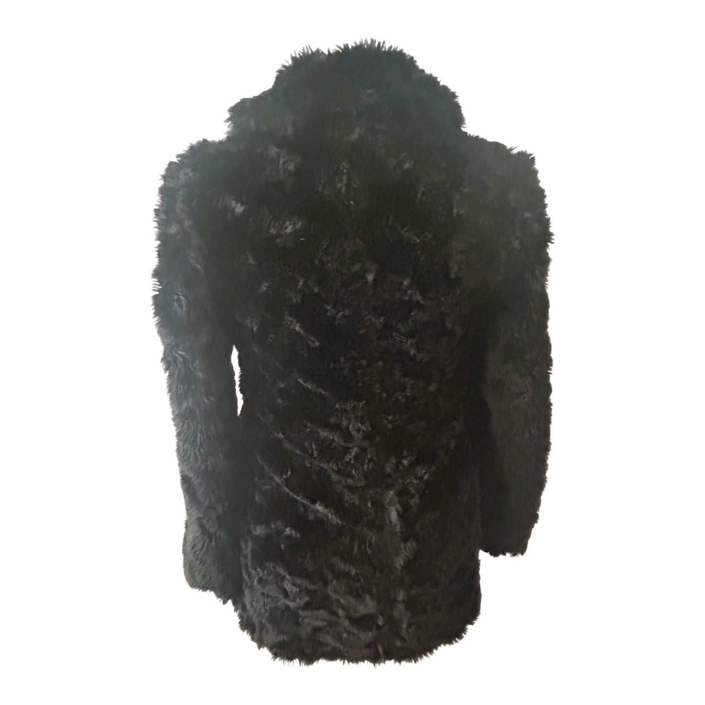 Mango Suit Damen Mantel Gr XS Schwarz Kunstpelz Flauschig Elegant Warm Mit Futter