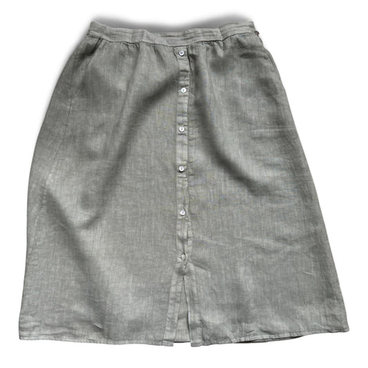 Heart Kiss Leinenrock Damen L Helles Khaki Vintage Gummizug Knopfleiste Sommer