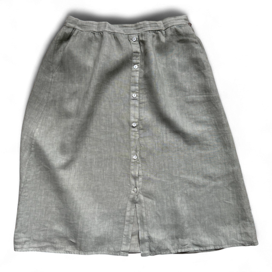 Heart Kiss Leinenrock Damen L Helles Khaki Vintage Gummizug Knopfleiste Sommer