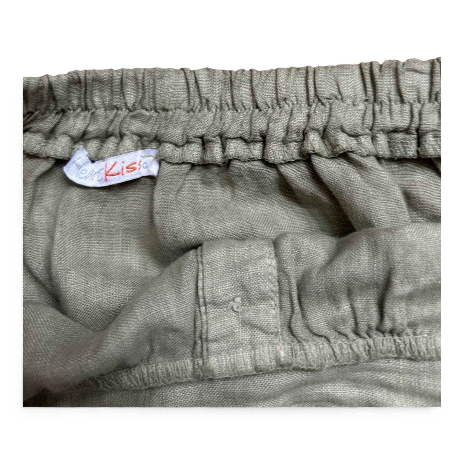 Heart Kiss Leinenrock Damen L Helles Khaki Vintage Gummizug Knopfleiste Sommer