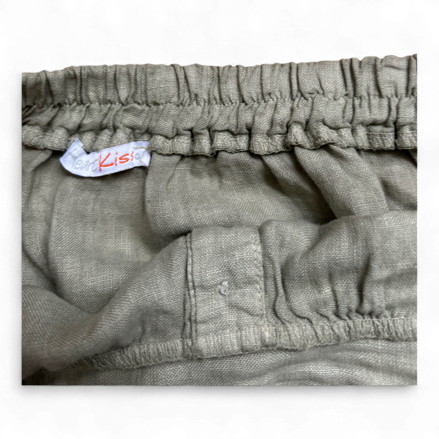 Heart Kiss Leinenrock Damen L Helles Khaki Vintage Gummizug Knopfleiste Sommer