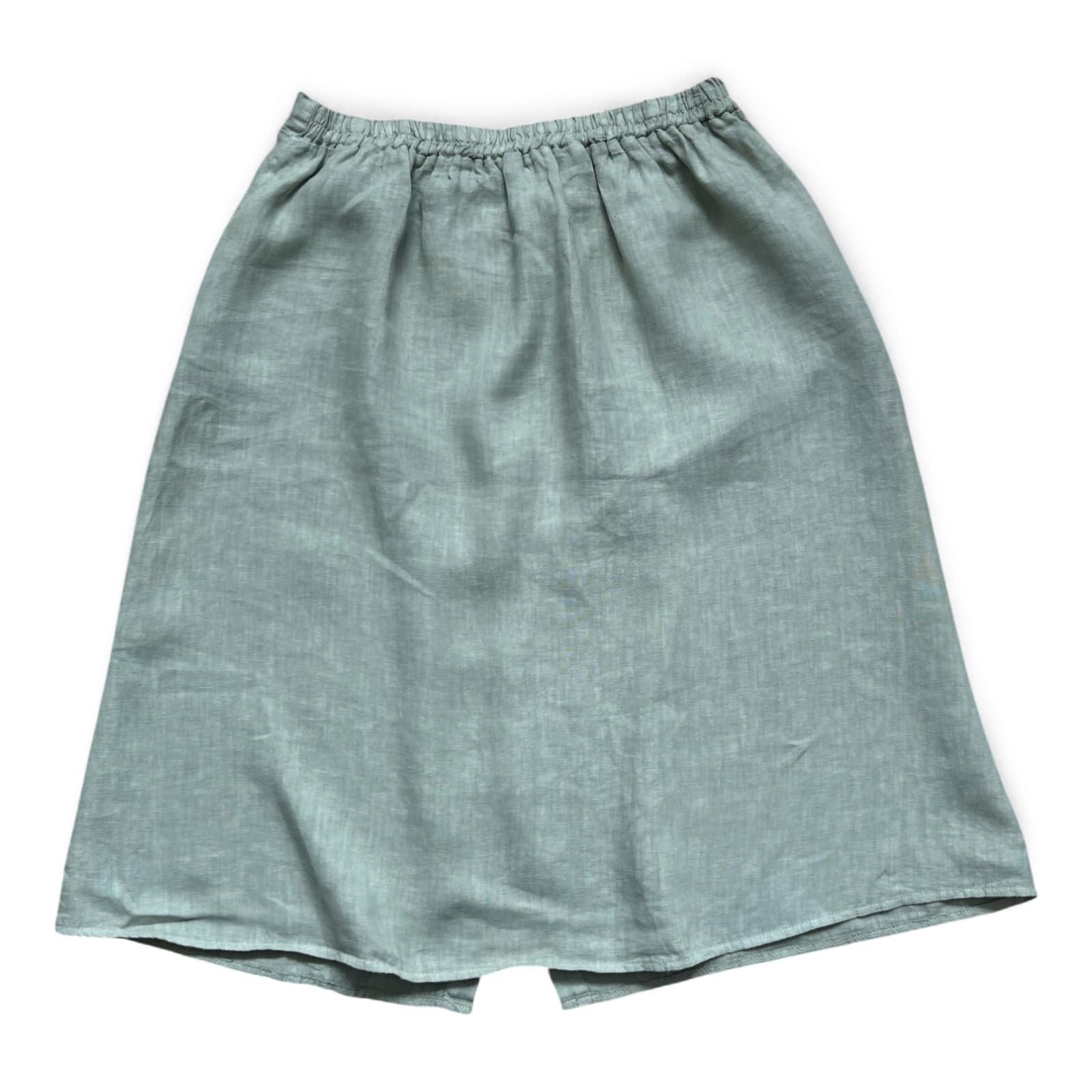 Heart Kiss Leinenrock Damen L Helles Khaki Vintage Gummizug Knopfleiste Sommer