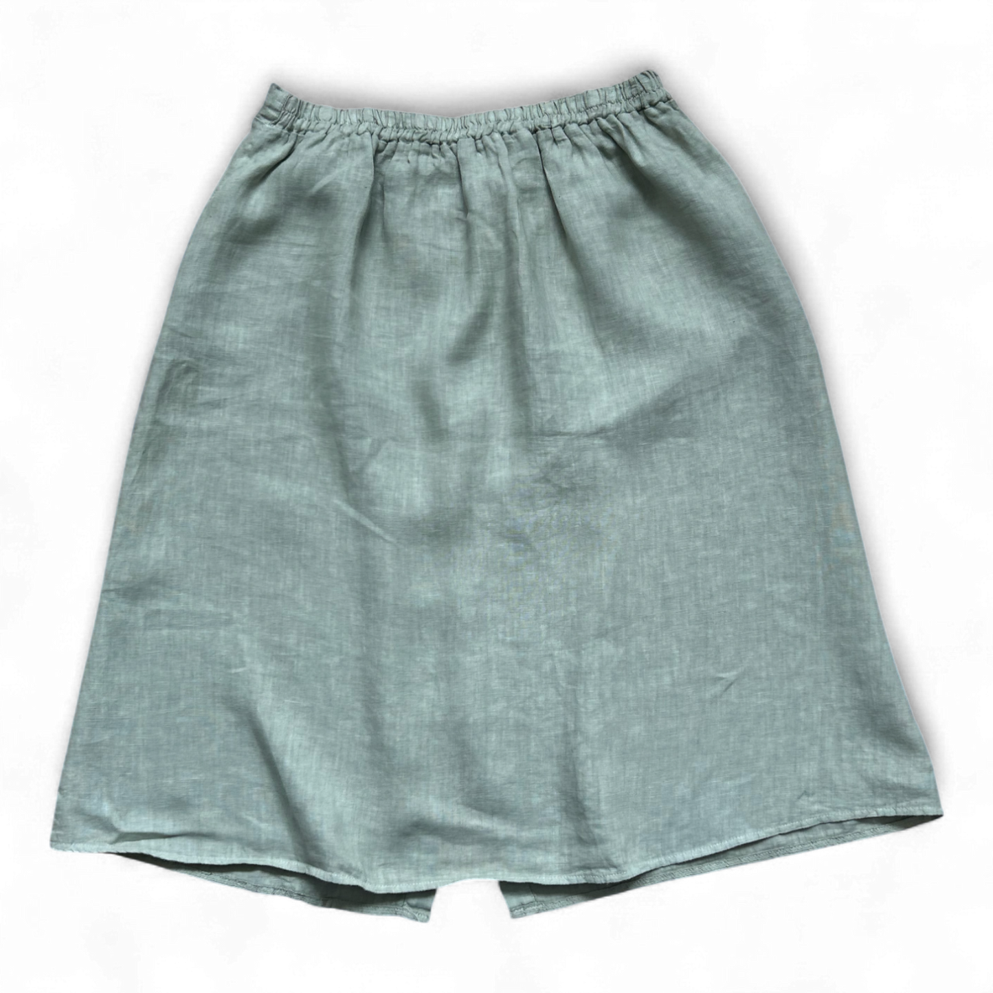 Heart Kiss Leinenrock Damen L Helles Khaki Vintage Gummizug Knopfleiste Sommer