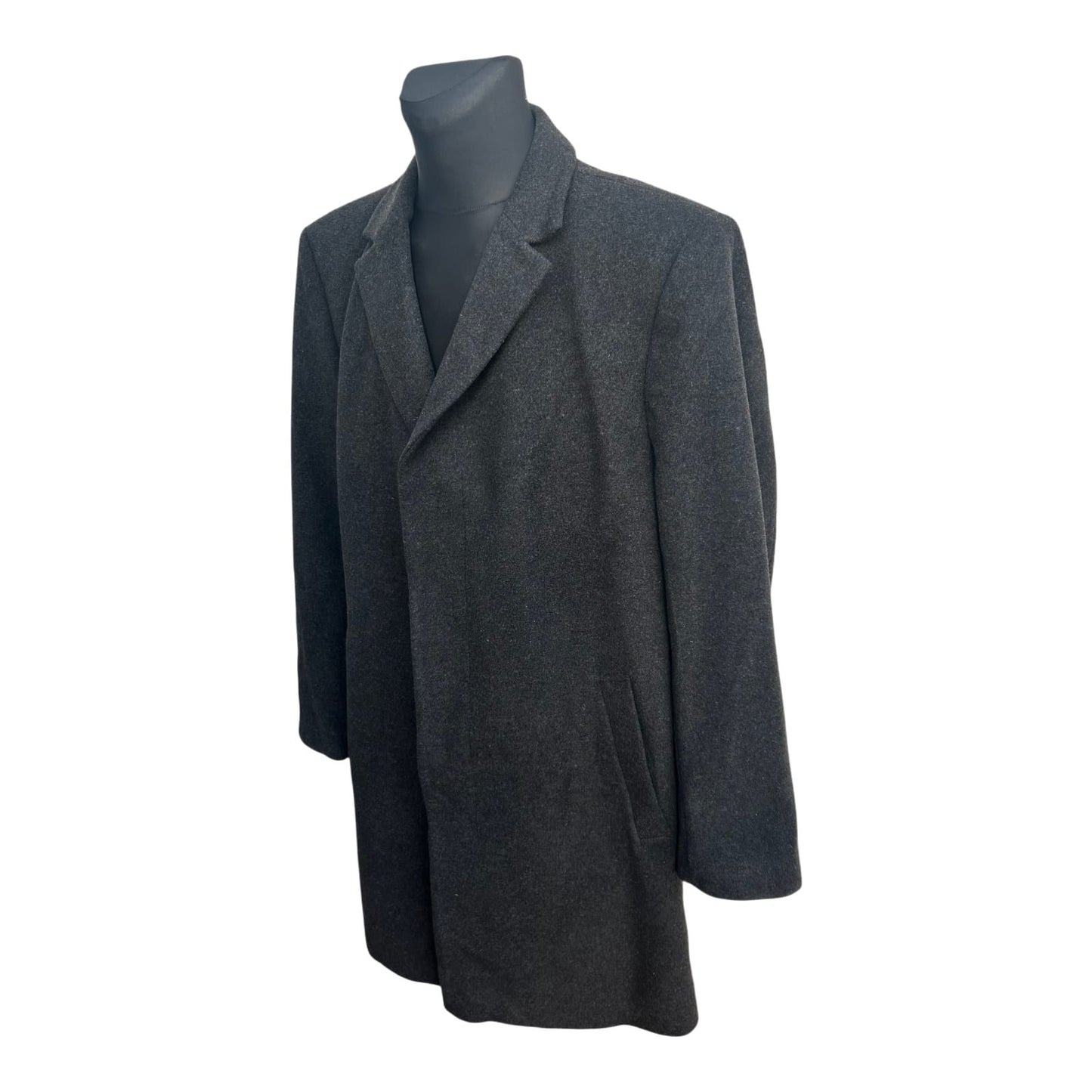 Daniel Hechter Mantel Herren Gr 50 Grau Schurwolle Kaschmir Lang Klassisch Elegant