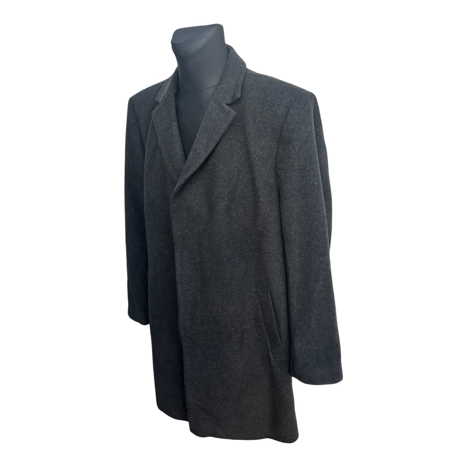 Daniel Hechter Mantel Herren Gr 50 Grau Schurwolle Kaschmir Lang Klassisch Elegant