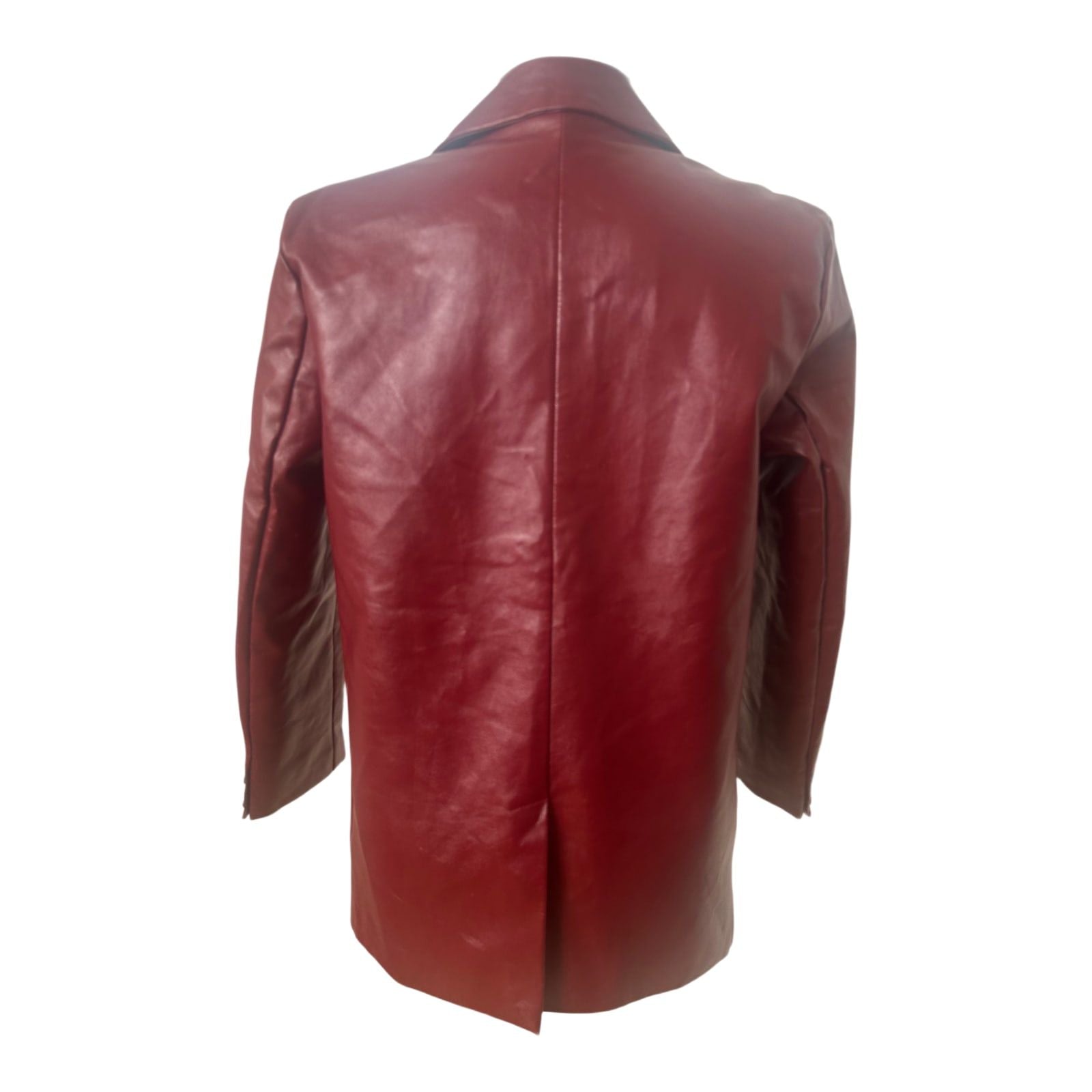 Princess Polly Blazer XS Damen Kunstleder Bordeauxrot Elegant Revers