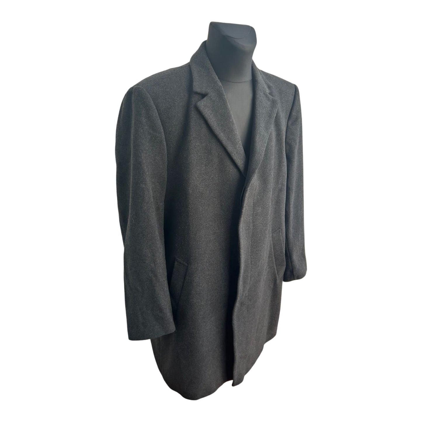 Daniel Hechter Mantel Herren Gr 50 Grau Schurwolle Kaschmir Lang Klassisch Elegant