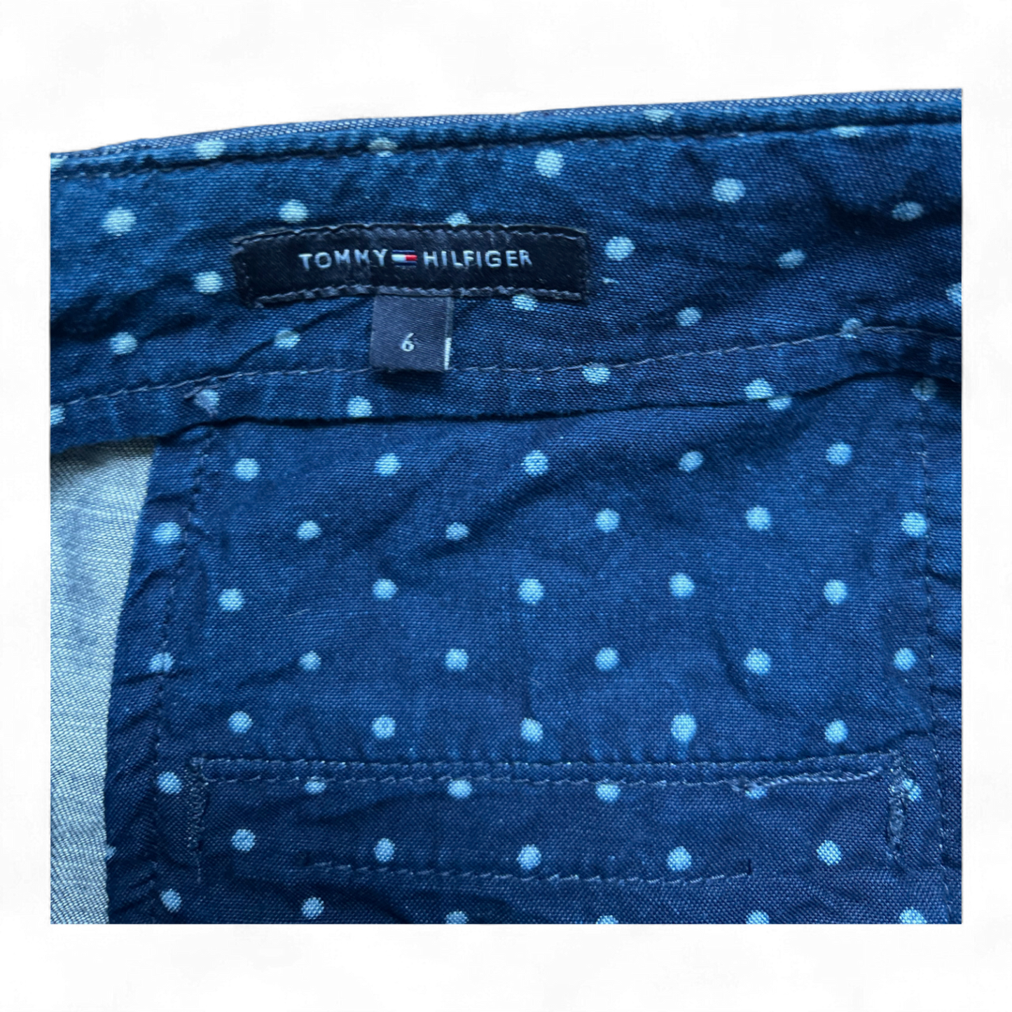 Tommy Hilfiger Damen Jeansrock Blau Gr 36 Baumwolle Leinen Lyocell Bindegürtel Knielang