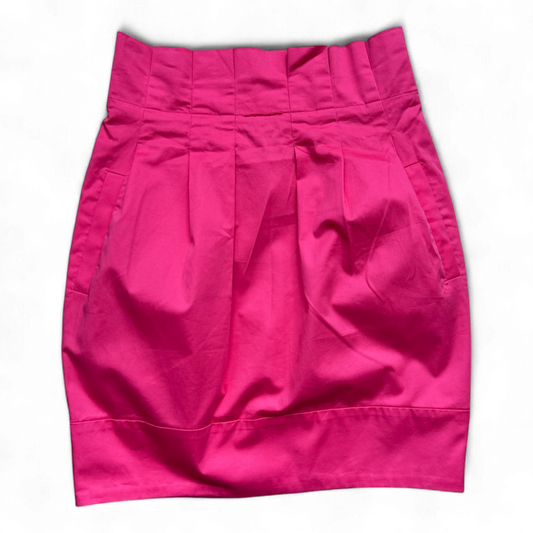 BCBGMAXAZRIA Damen Rock Pink Gr 36 Baumwollmix Designer Falten Kurz Elegant