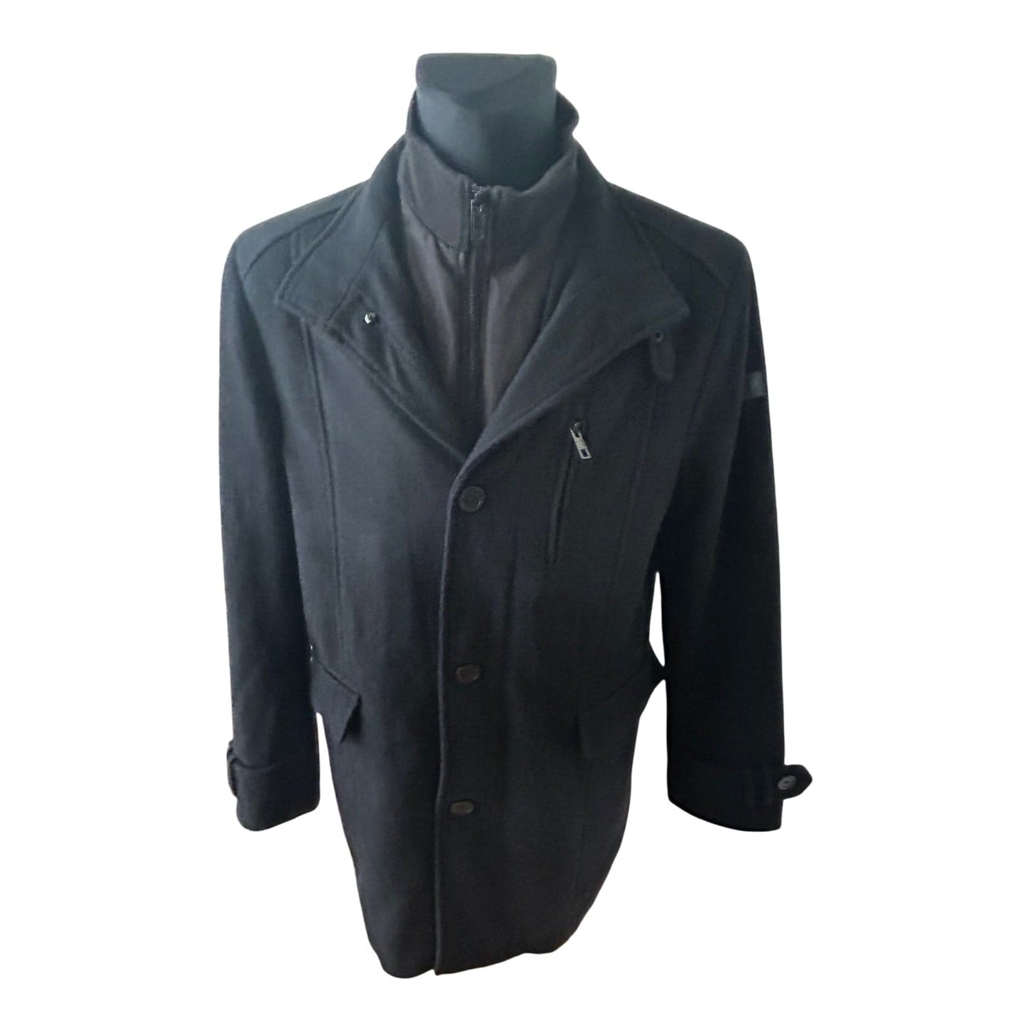 Angelo Litrico Mantel Herren Gr 54 Wolle Schwarz Winter Warm Klassisch Elegant
