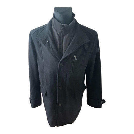 Angelo Litrico Mantel Herren Gr 54 Wolle Schwarz Winter Warm Klassisch Elegant