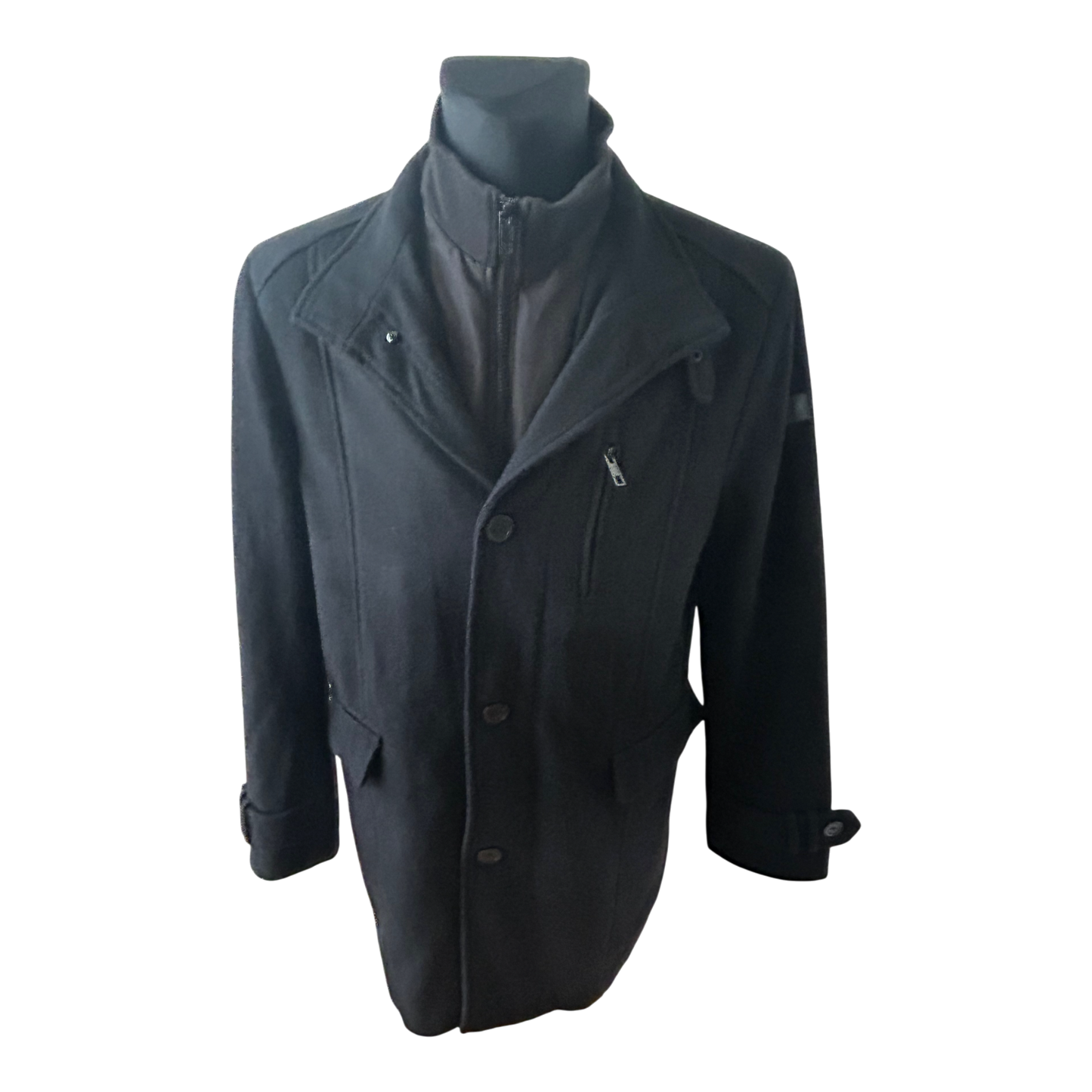 Angelo Litrico Mantel Herren Gr 54 Wolle Schwarz Winter Warm Klassisch Elegant