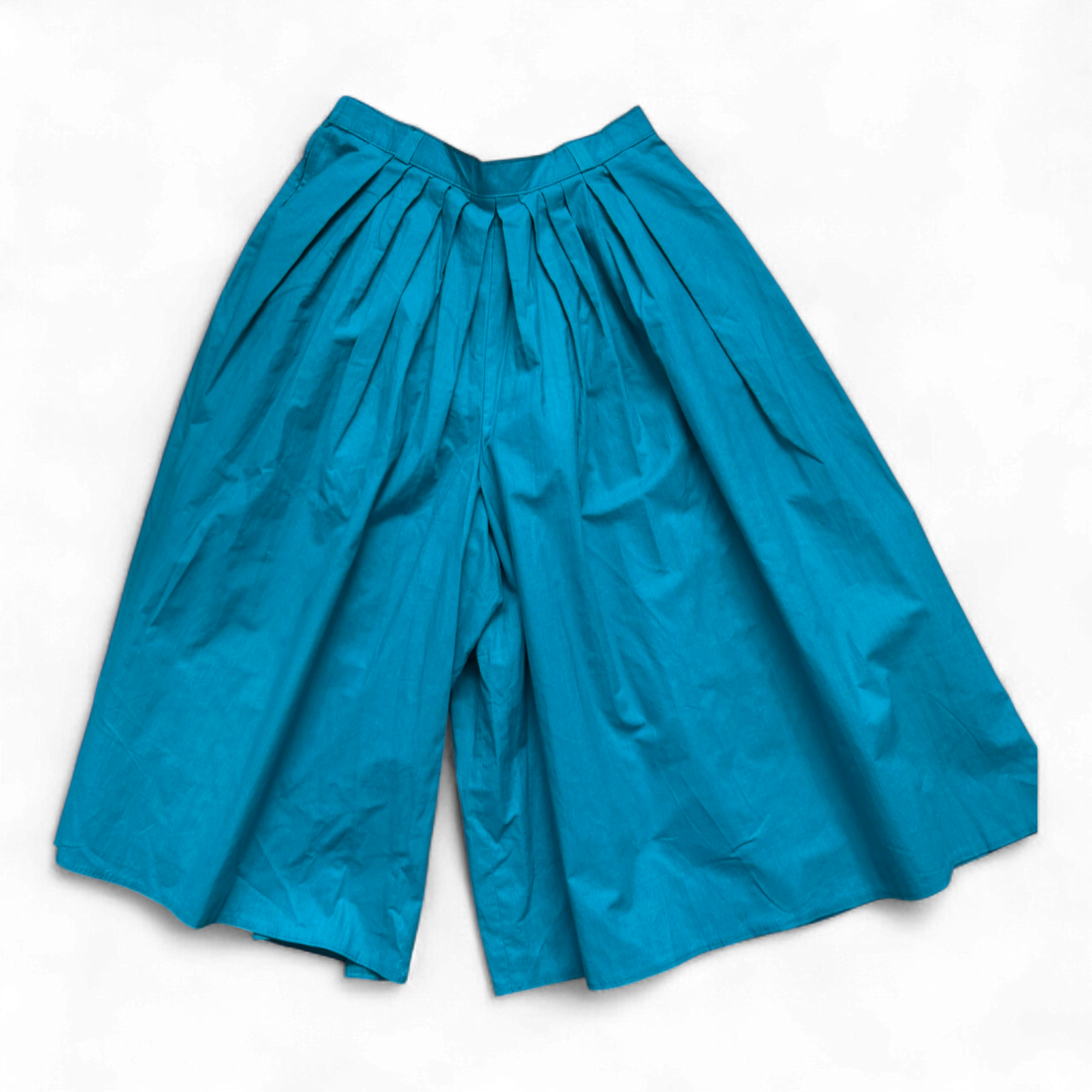 Vintage Hosenrock Damen Türkisgrün XS Baumwolle Faltenrock Culotte Sommer